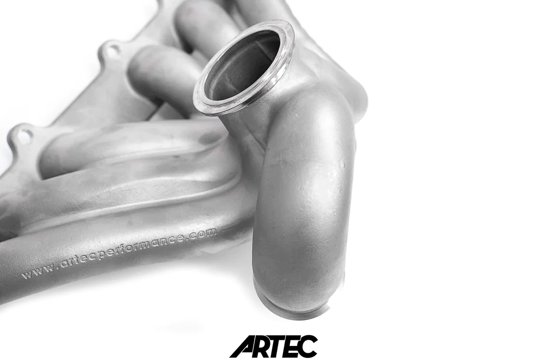 ARTEC 2JZ-GTE Turbo Single Gate Exhaust Manifold 70mm close up gate vband