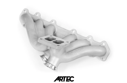 ARTEC 2JZ-GTE High Mount Exhaust Manifold T4 Twin Gate front angle t4